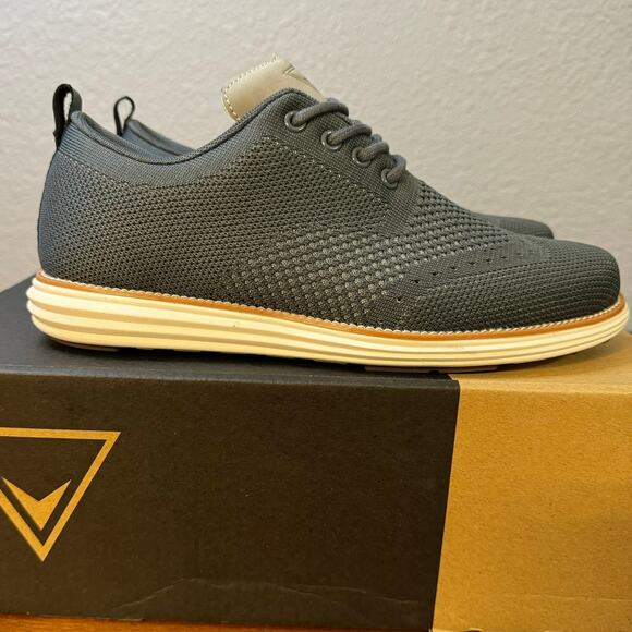 Vance Co. Men's Ezra Grey Knit Wingtip Oxford Tru Comfort Foam Size 7 Wide New - Picture 3 of 13